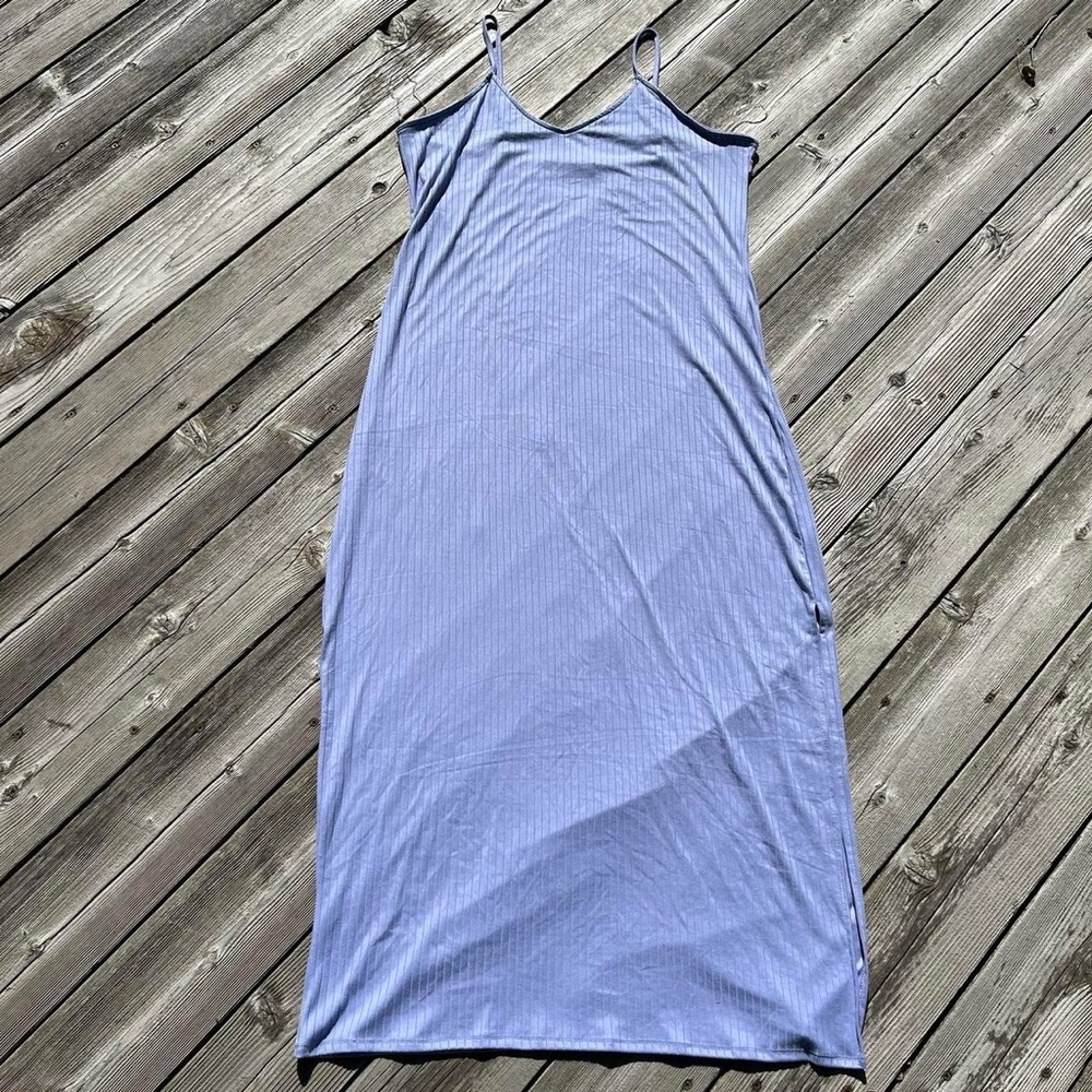 Absolutely Heart It periwinkle ribbed slinky maxi dress
